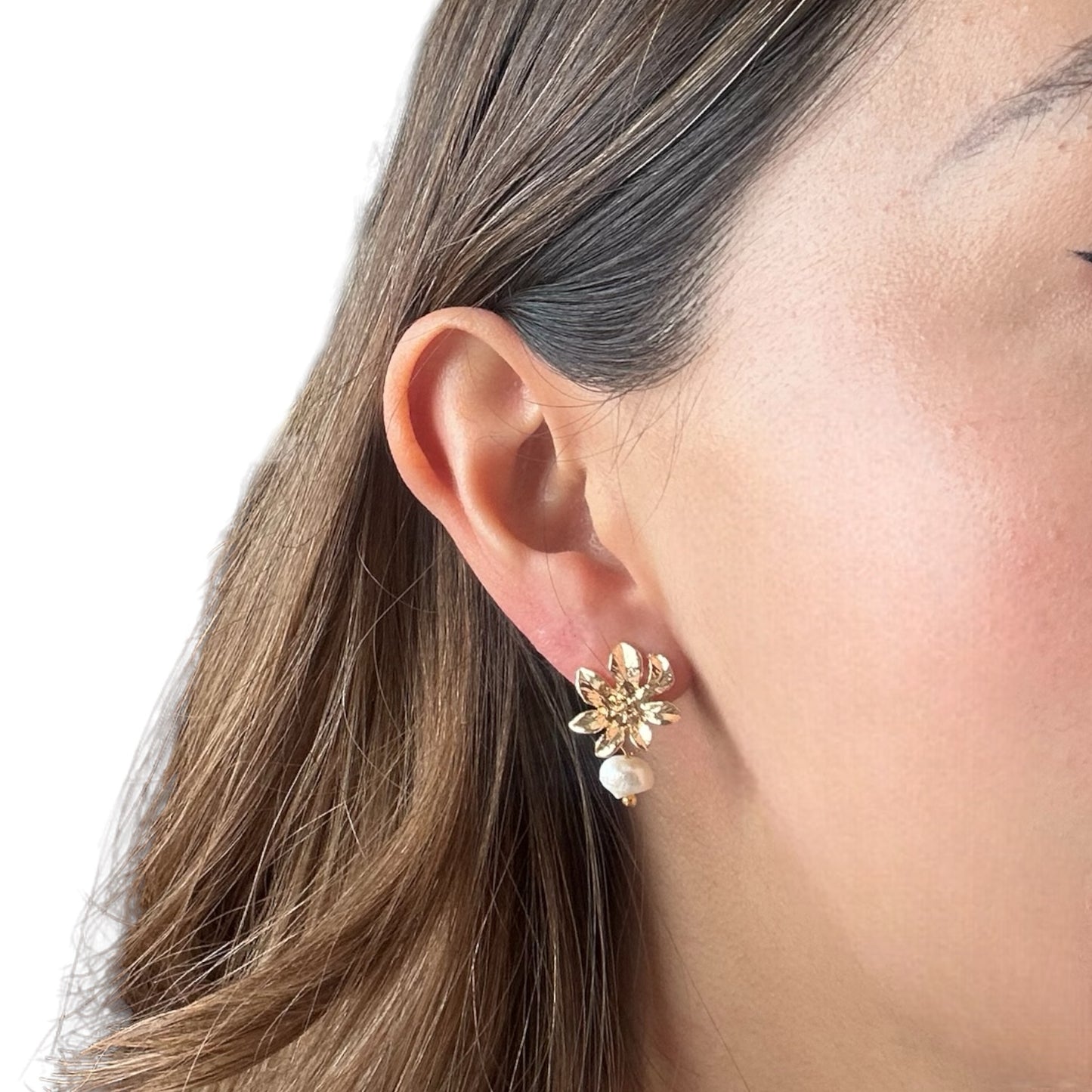 Aretes flor perla
