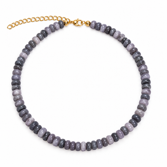 Collar piedra ágata gris