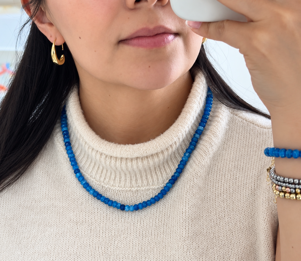Collar piedra ágata azul