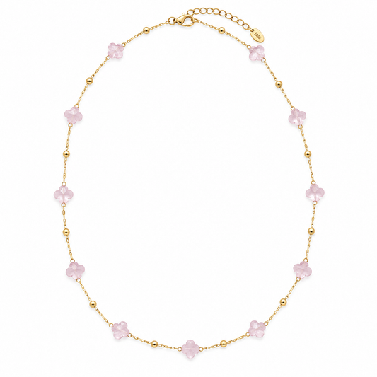 Collar trébol rosa