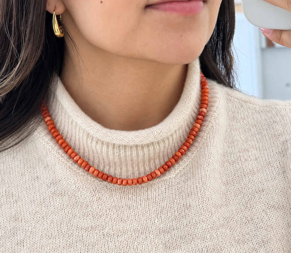 Collar piedra ágata naranja