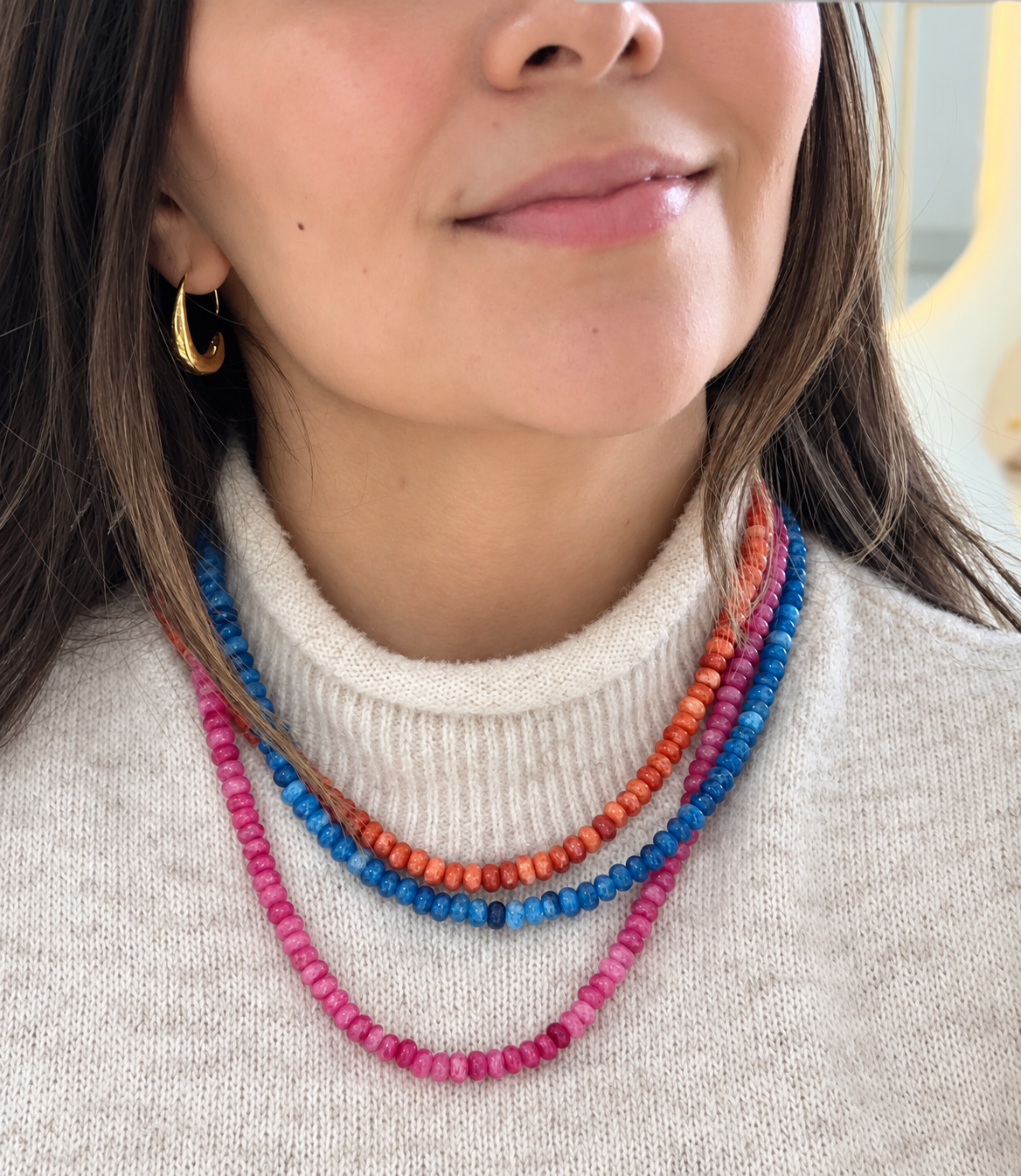 Collar piedra ágata rosa