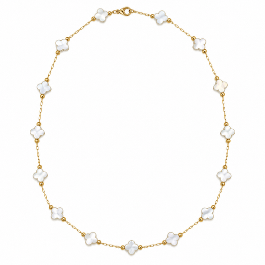 Collar trébol perla