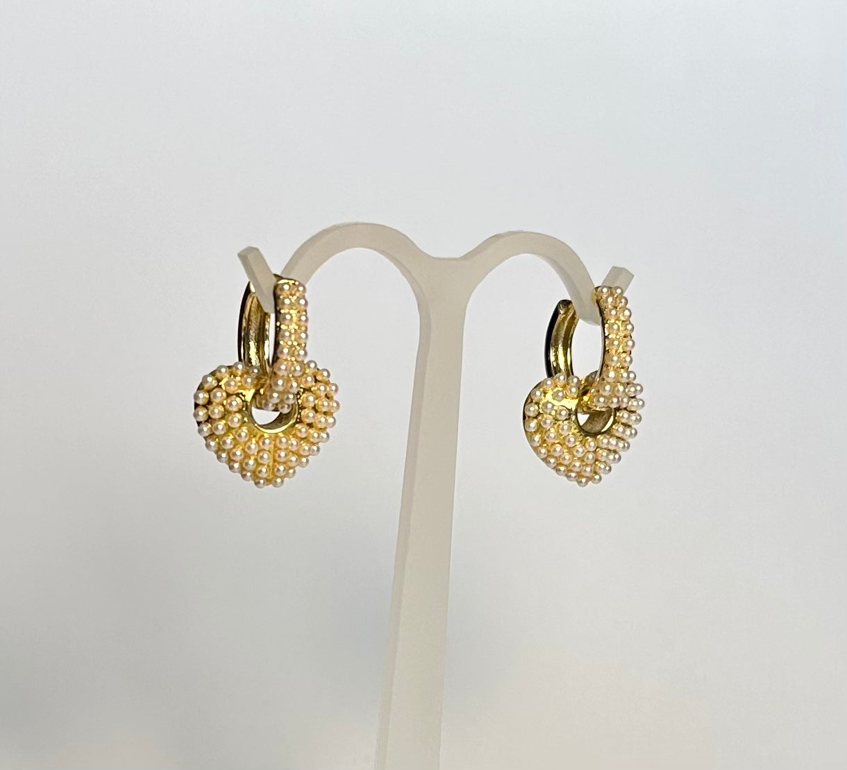 Aretes corazón perla