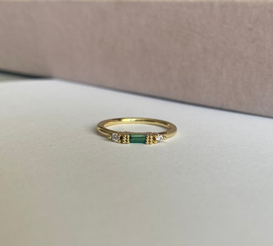 Anillo baguette esmeralda
