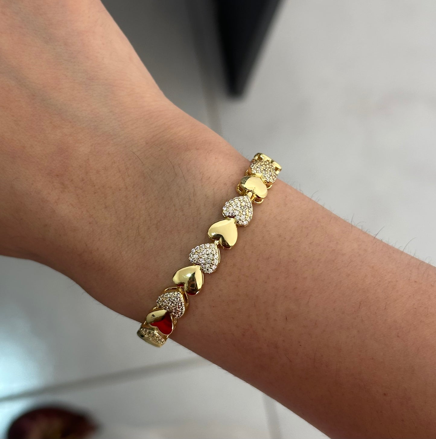 Pulsera corazones zirconia