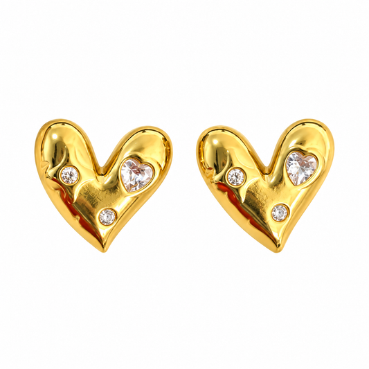 Studs corazón gemas