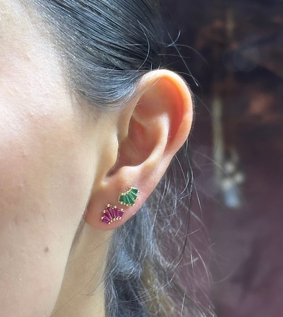 Studs barritas esmeralda