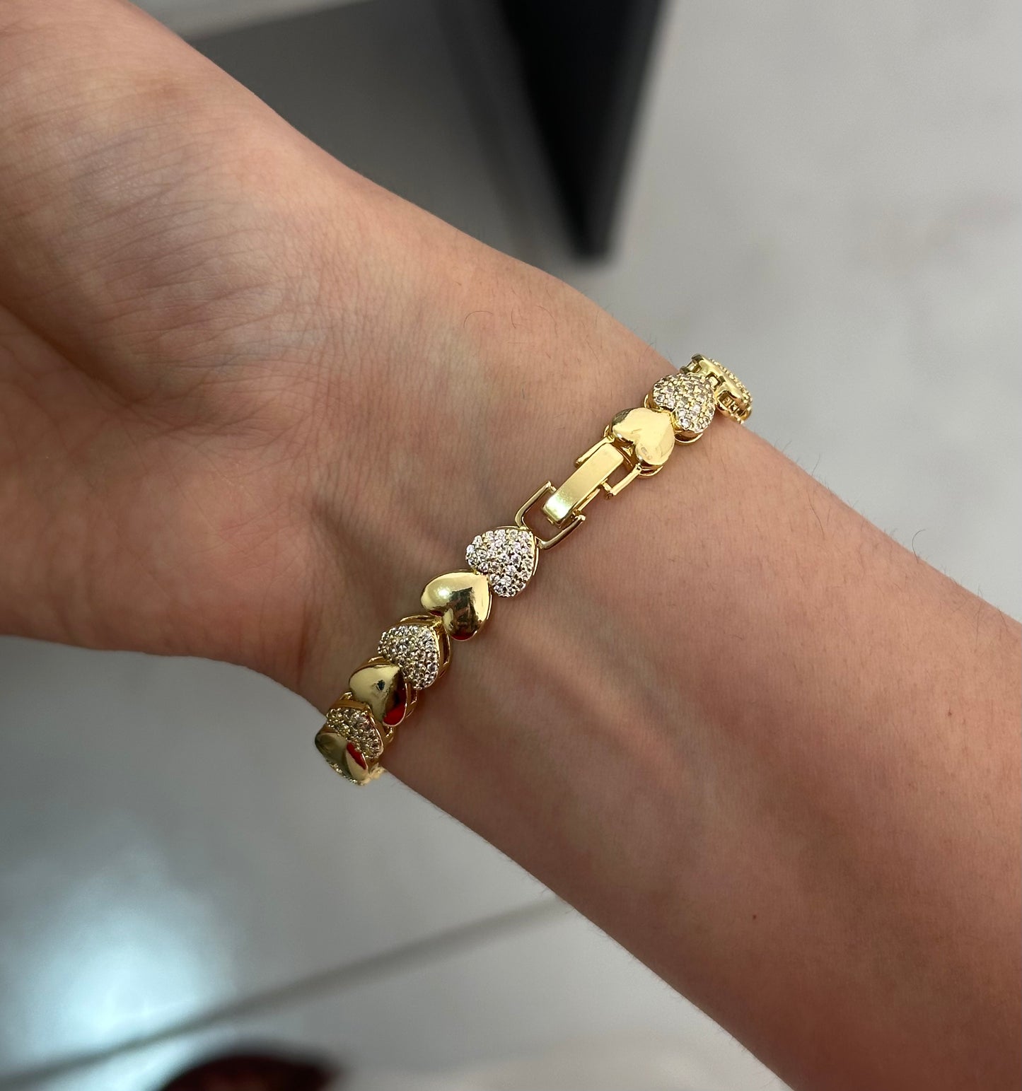 Pulsera corazones zirconia