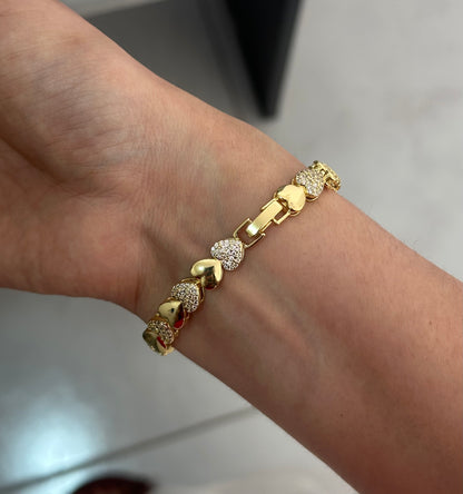 Pulsera corazones zirconia
