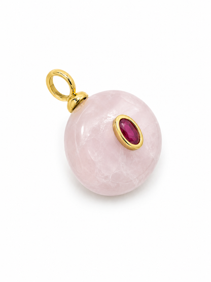 Dije ovalado Cuarzo rosa