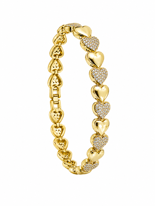 Pulsera corazones zirconia