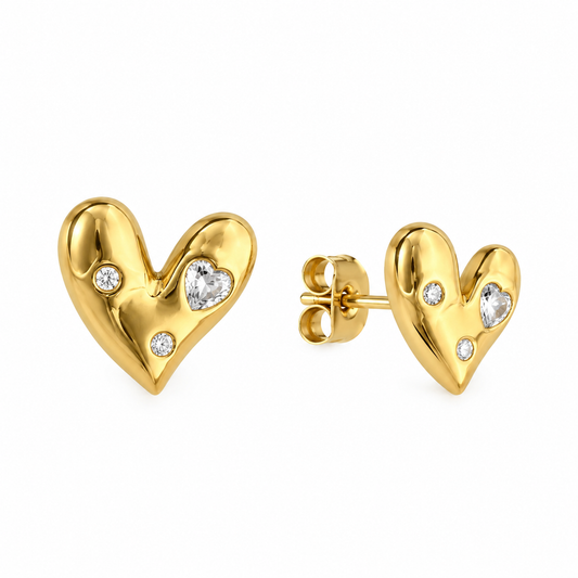 Studs corazón gemas