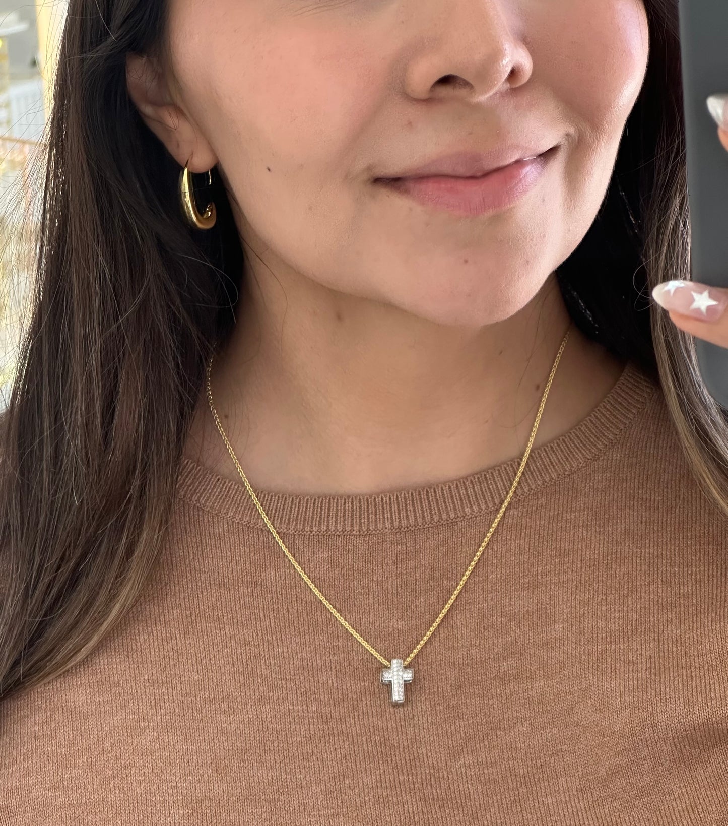 Collar cruz bitono