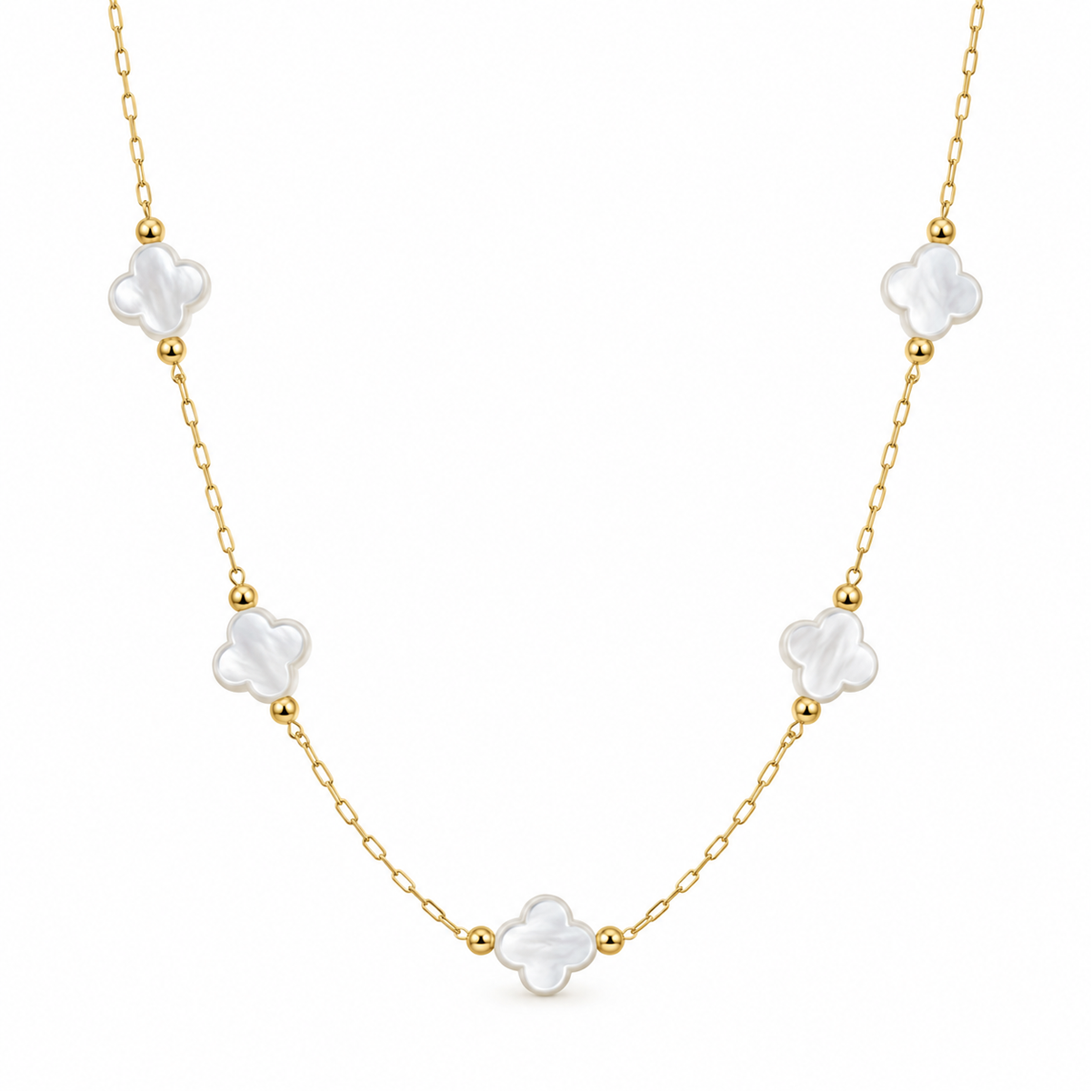 Collar trébol perla