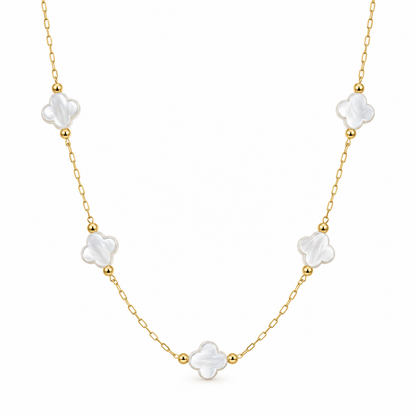Collar trébol perla
