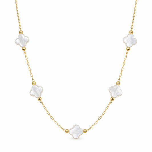 Collar trébol perla