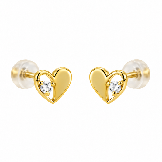 Studs corazón mitad hueco