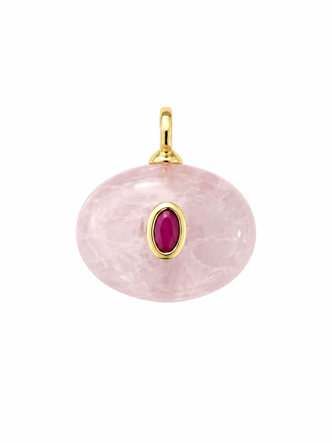 Dije ovalado Cuarzo rosa