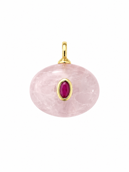 Dije ovalado Cuarzo rosa