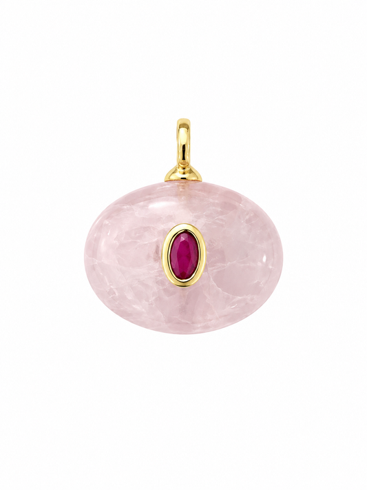 Dije ovalado Cuarzo rosa
