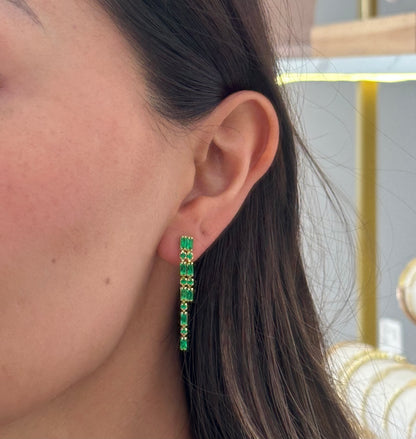 Aretes baguette verde