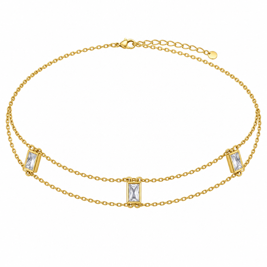 Choker 3 baguette zirconia