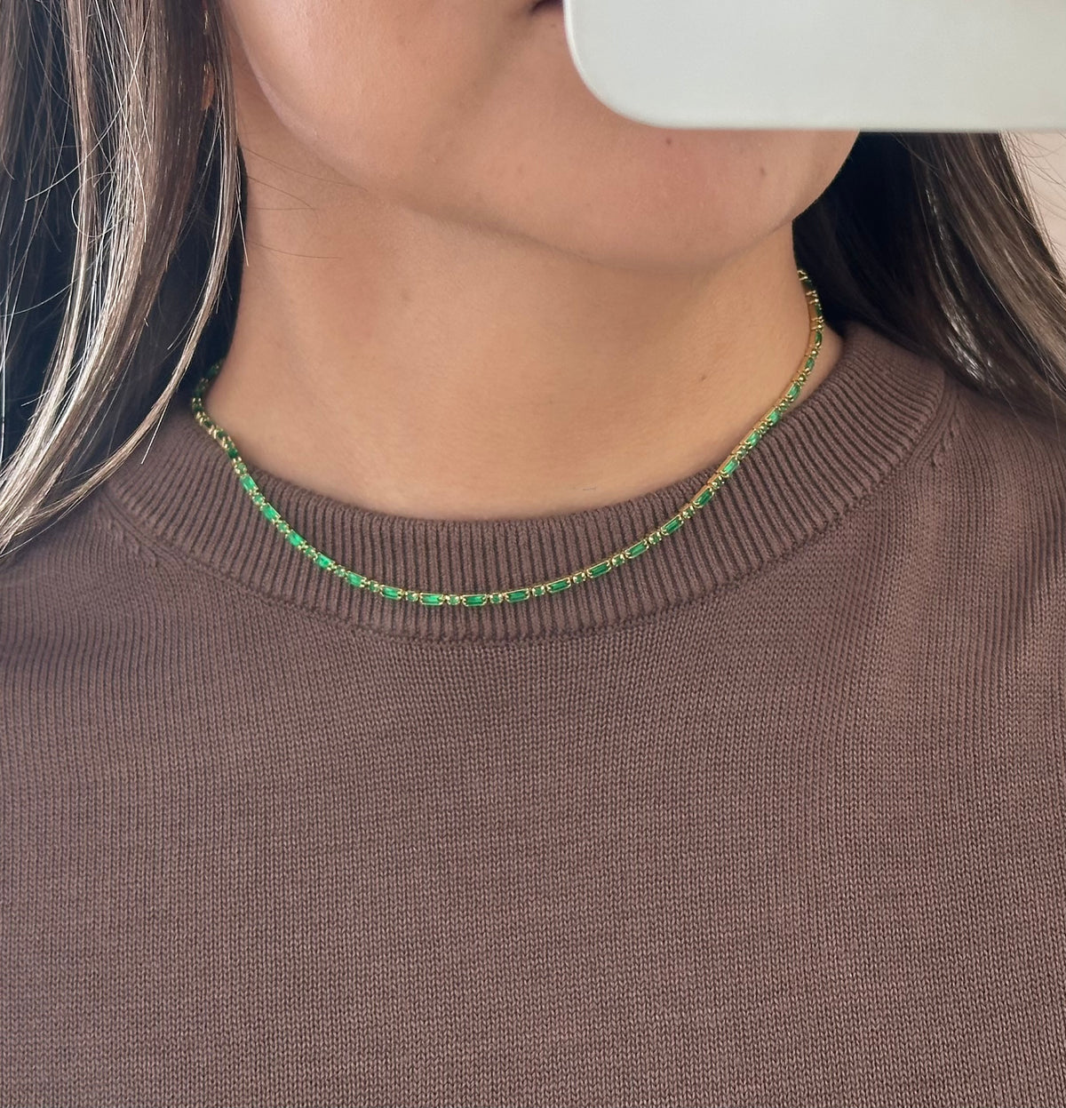 Choker Tennis-baguette verde