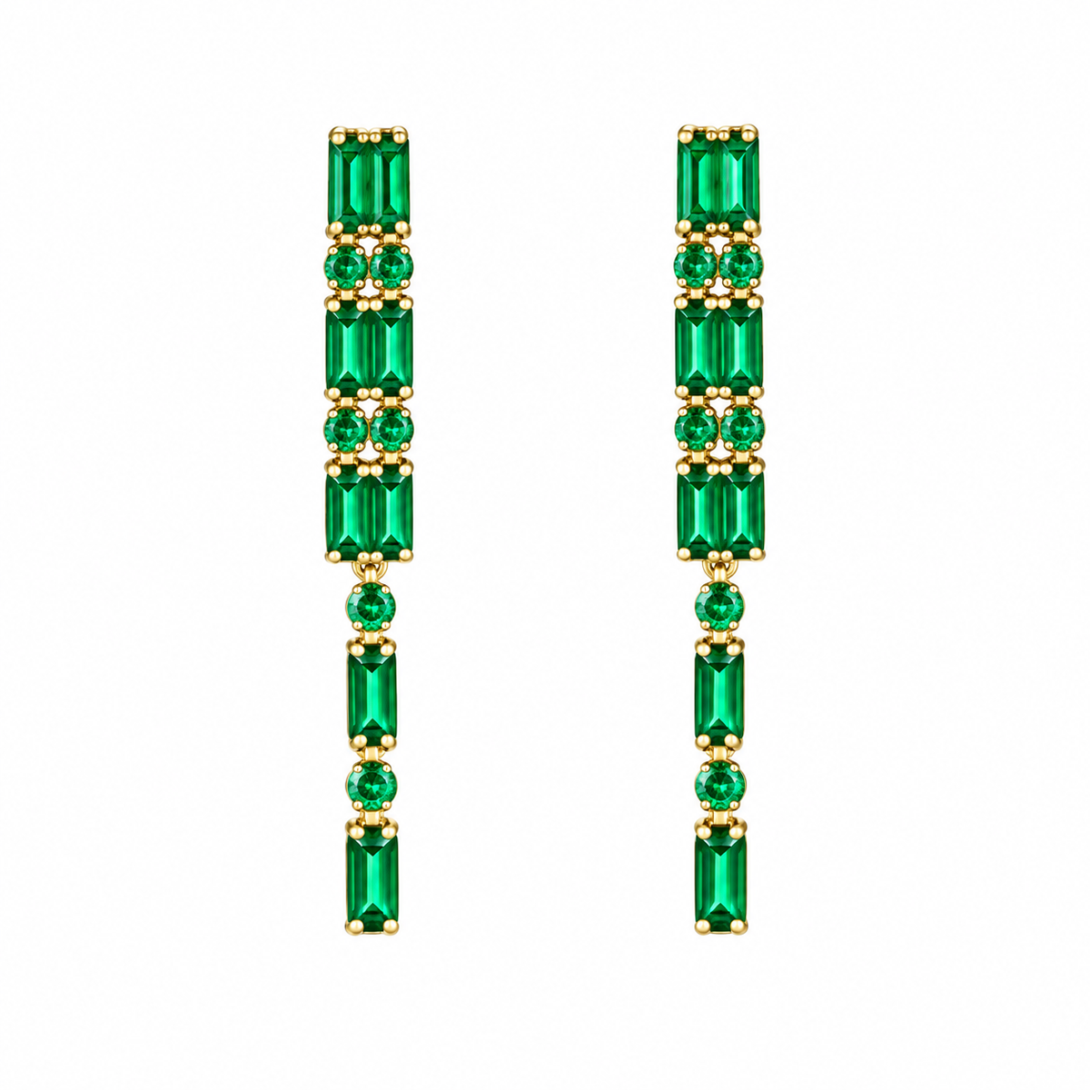 Aretes baguette verde