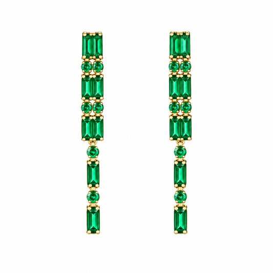 Aretes baguette verde