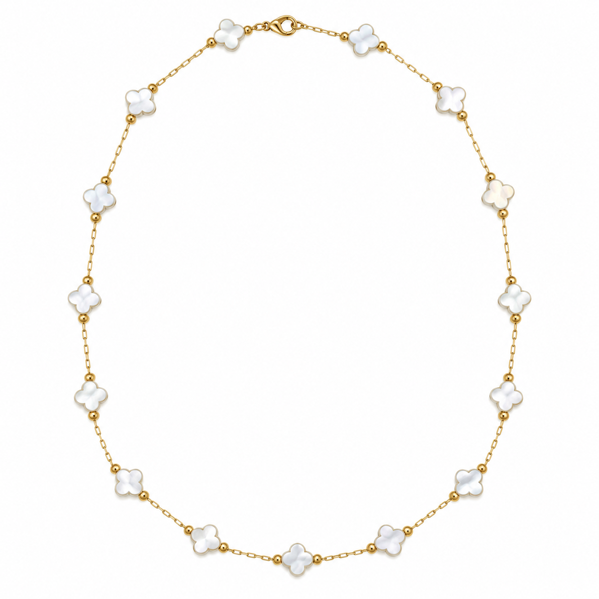 Collar trébol perla