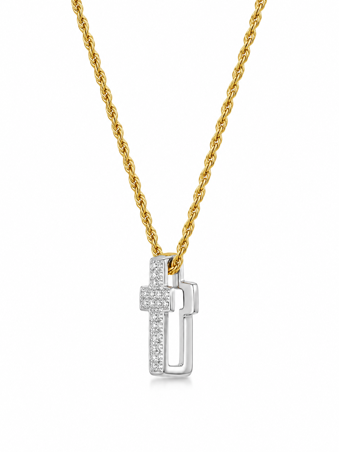Collar cruz bitono