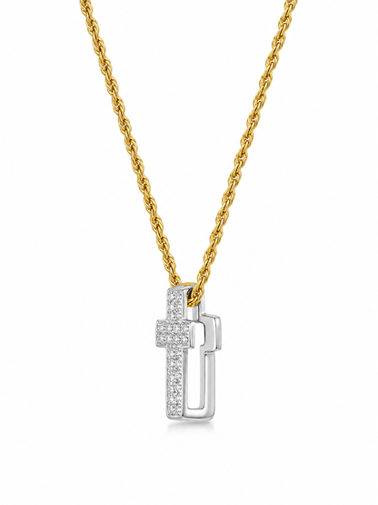 Collar cruz bitono