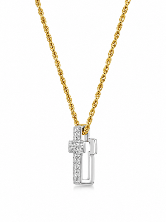 Collar cruz bitono