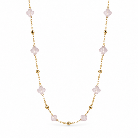 Collar trébol rosa