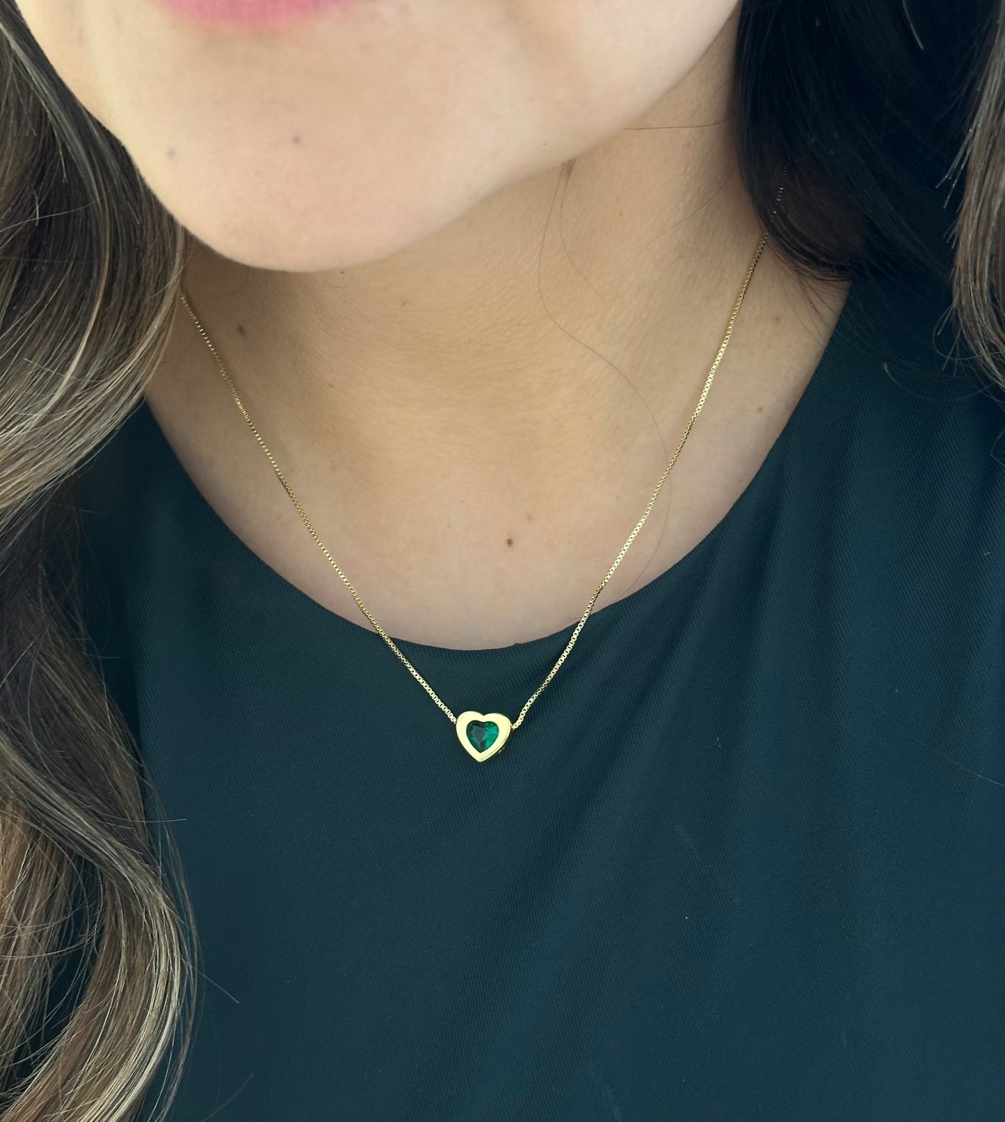 Collar corazón verde