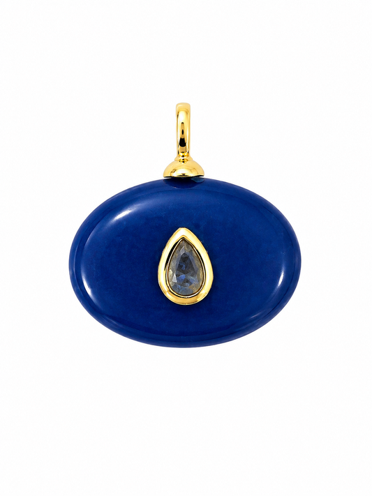 Dije ovalado Ágata azul