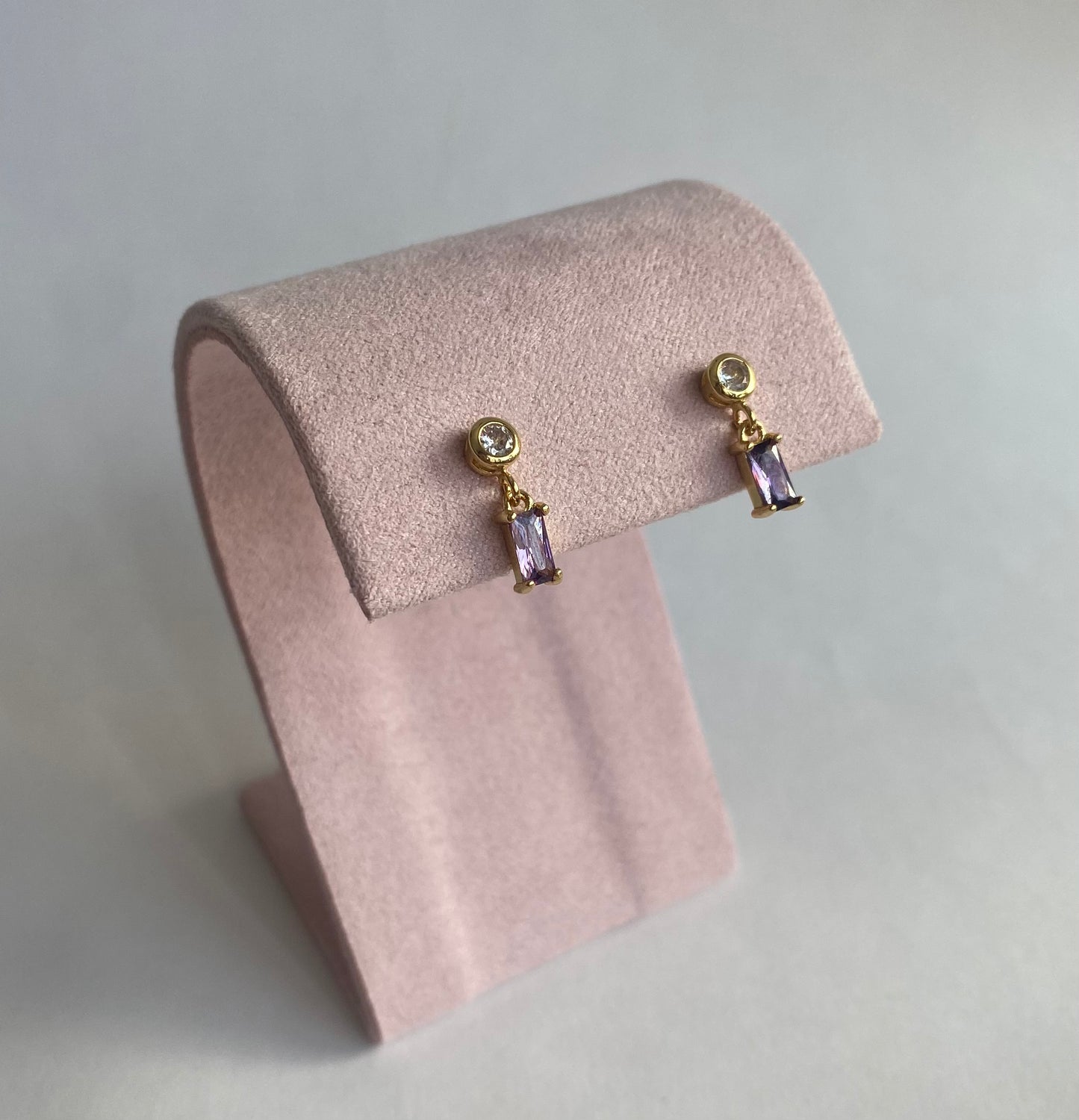 Aretes baguette lila