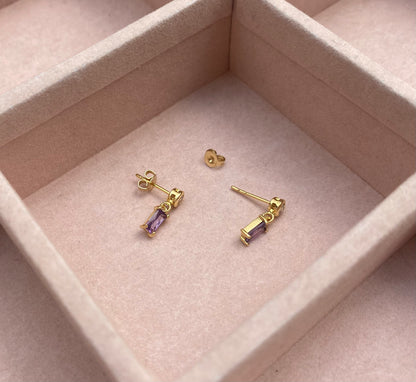 Aretes baguette lila