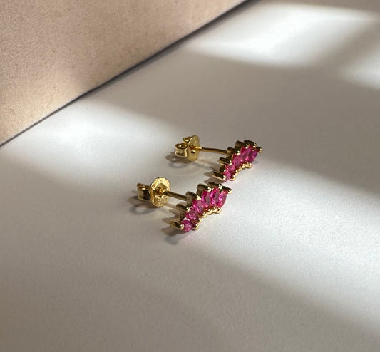 Studs abanico fucsia