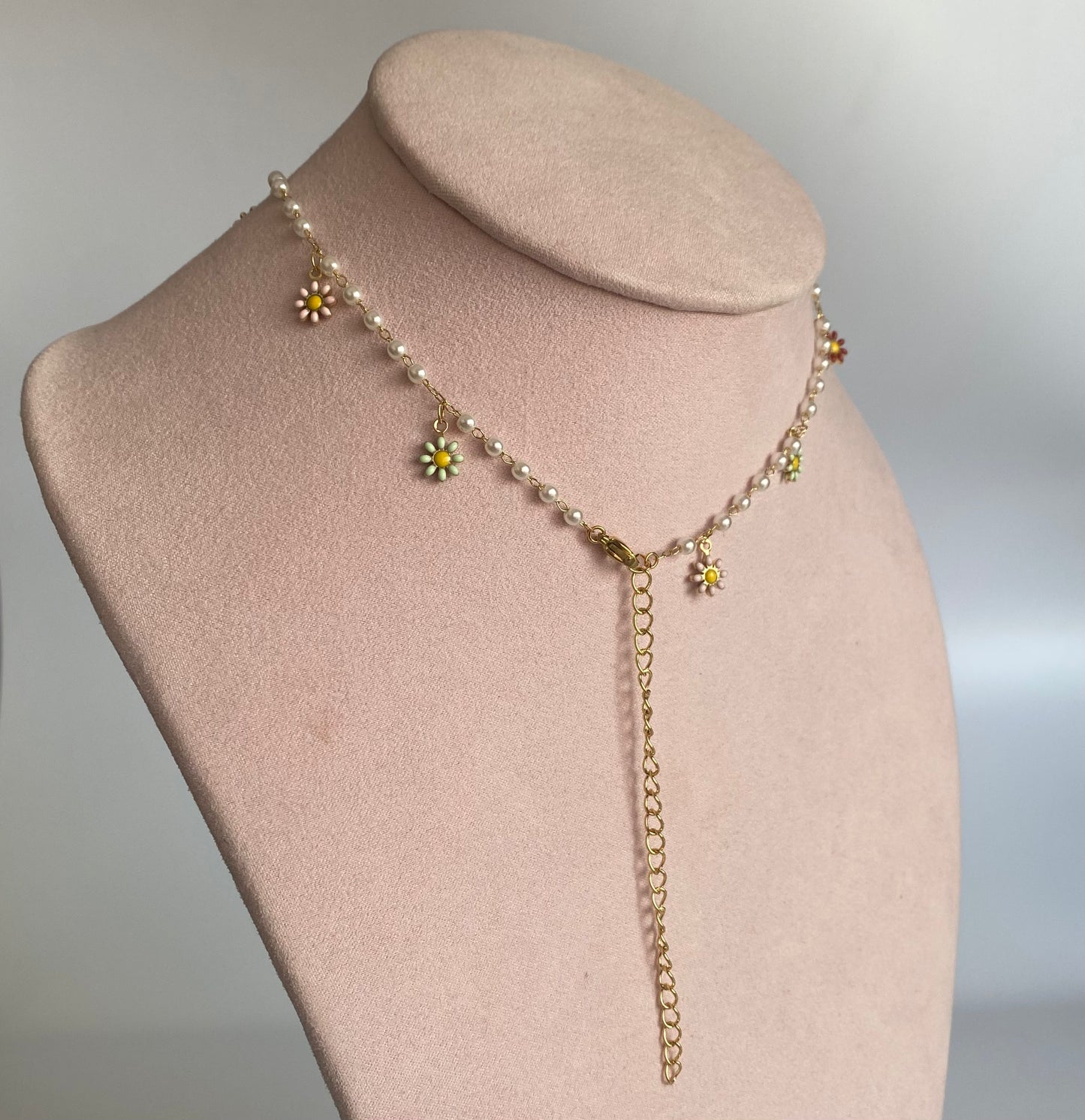 Choker perla-girasoles