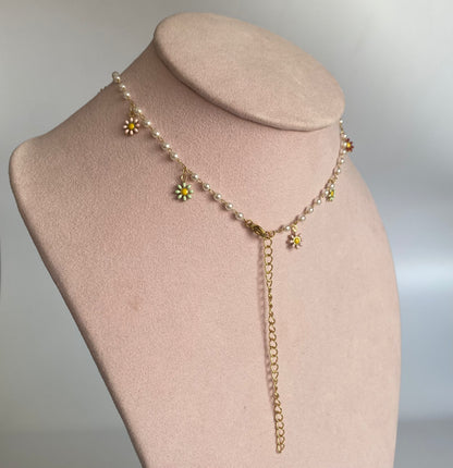 Choker perla-girasoles
