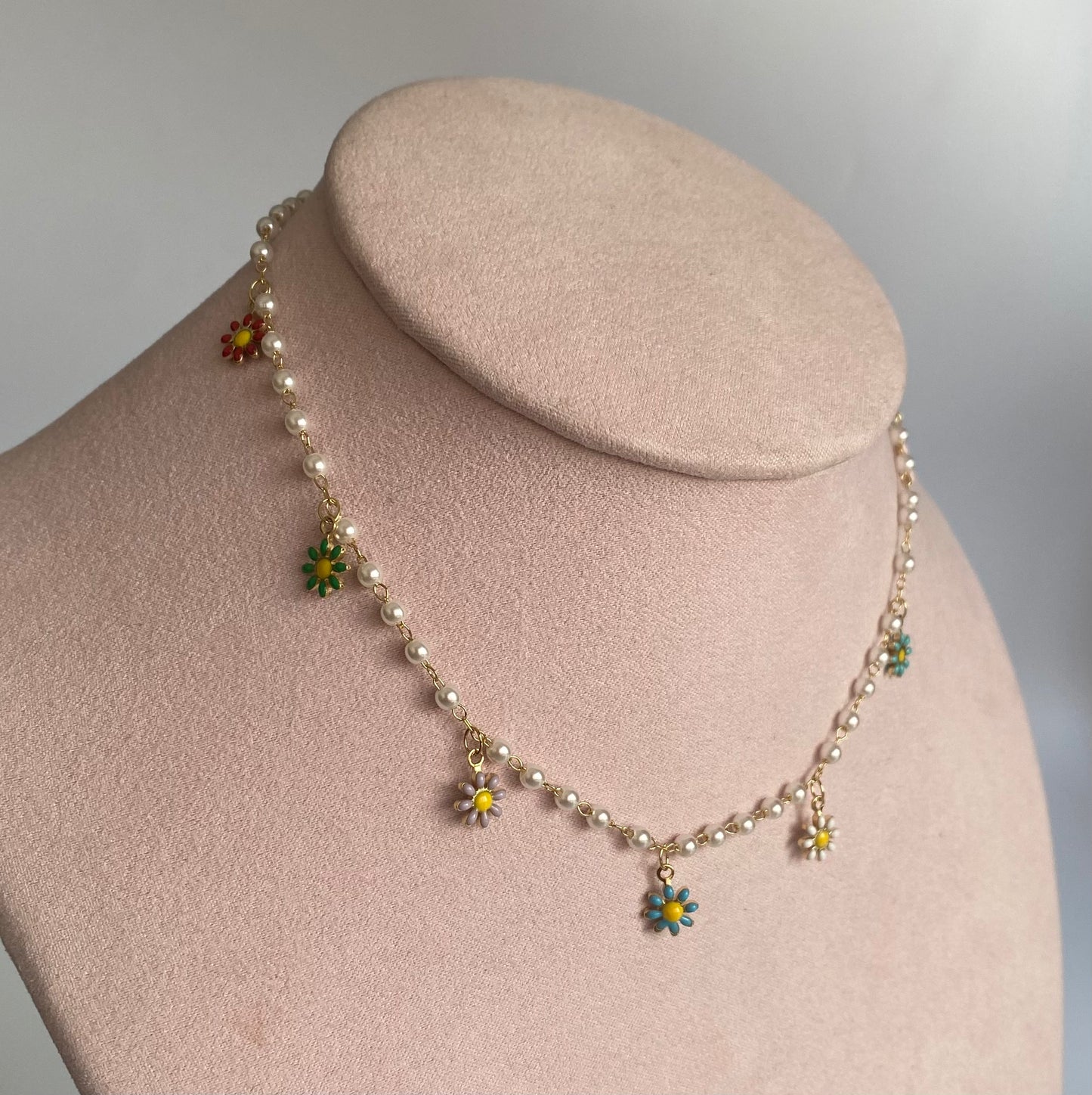 Choker perla-girasoles