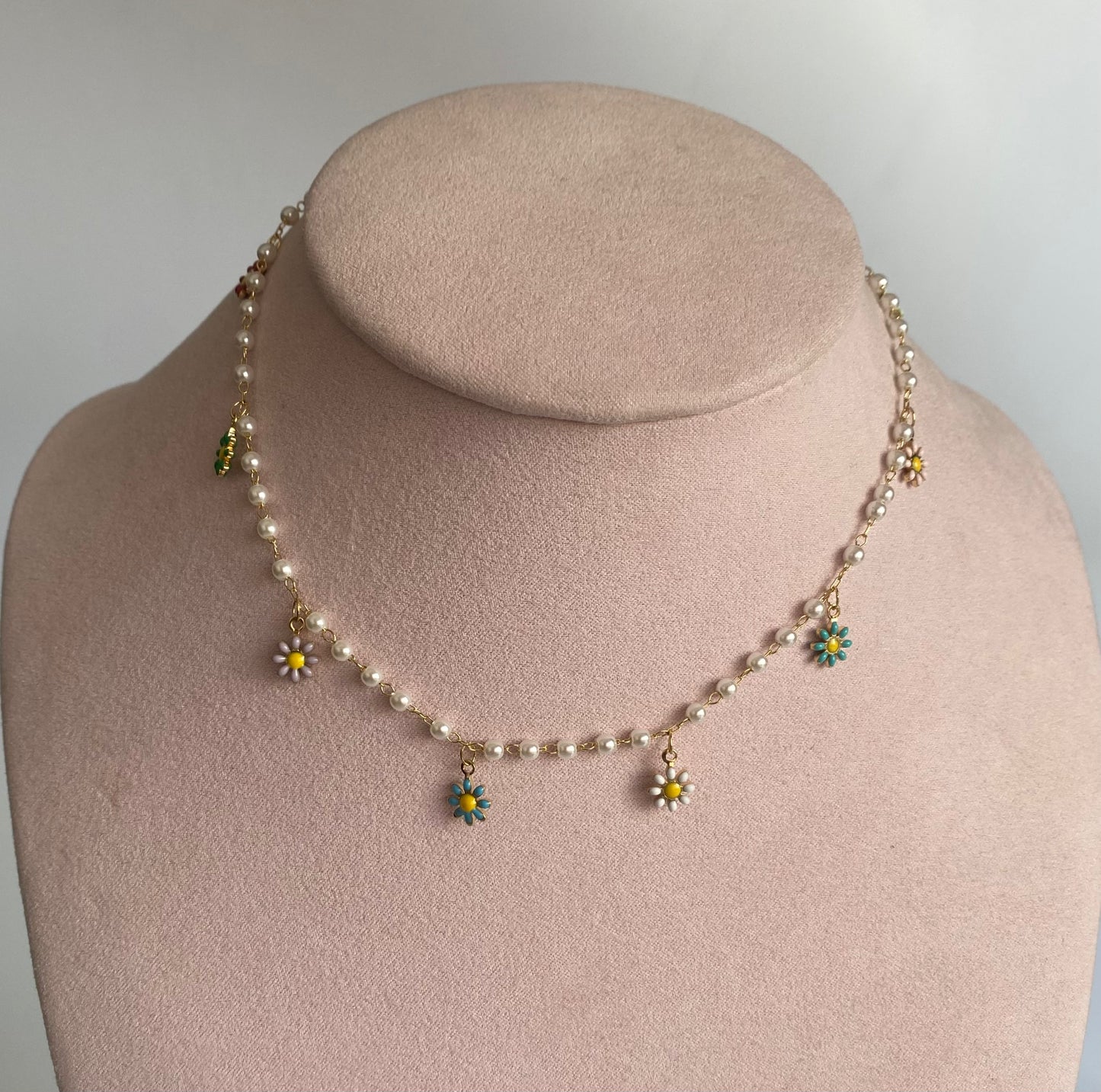 Choker perla-girasoles