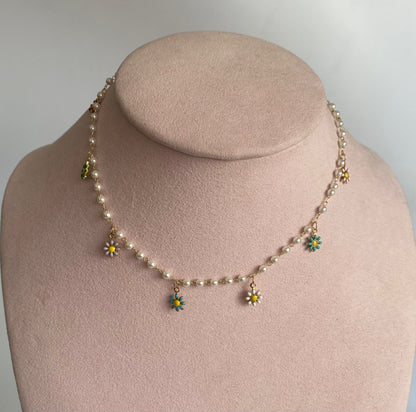 Choker perla-girasoles